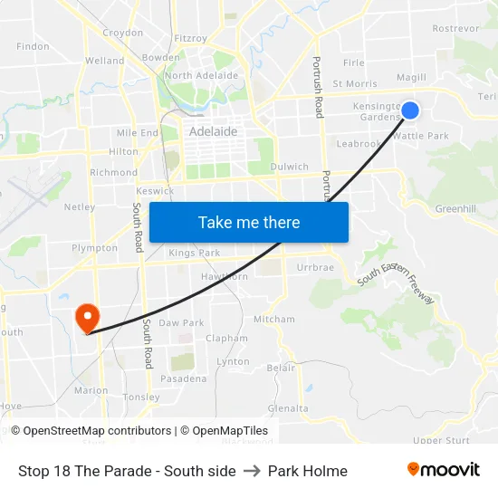 Stop 18 The Parade - South side to Park Holme map