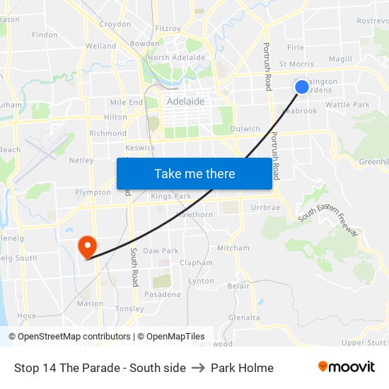 Stop 14 The Parade - South side to Park Holme map