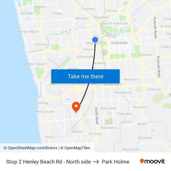 Stop 2 Henley Beach Rd - North side to Park Holme map