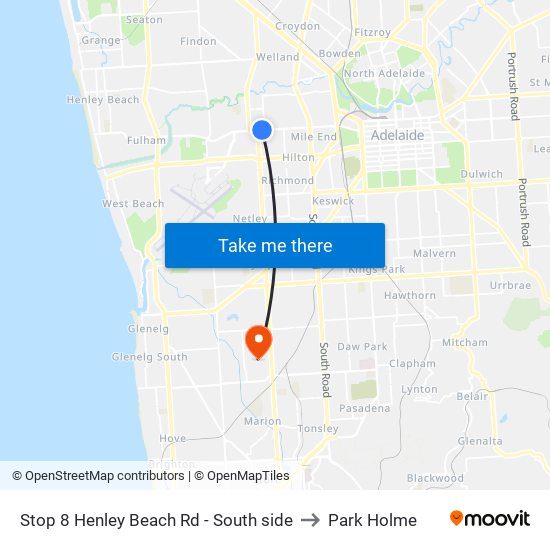 Stop 8 Henley Beach Rd - South side to Park Holme map