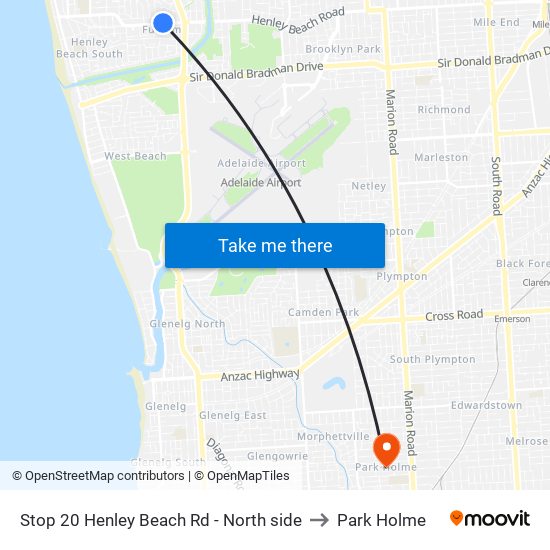 Stop 20 Henley Beach Rd - North side to Park Holme map