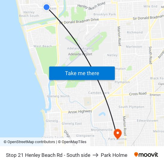 Stop 21 Henley Beach Rd - South side to Park Holme map