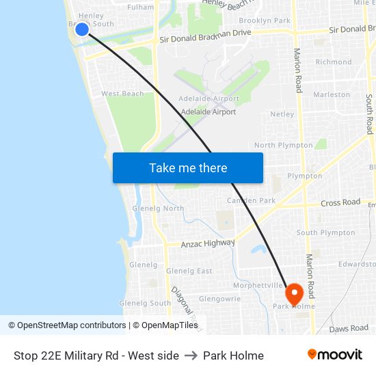 Stop 22E Military Rd - West side to Park Holme map