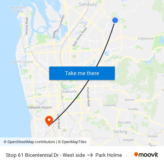 Stop 61 Bicentennial Dr - West side to Park Holme map