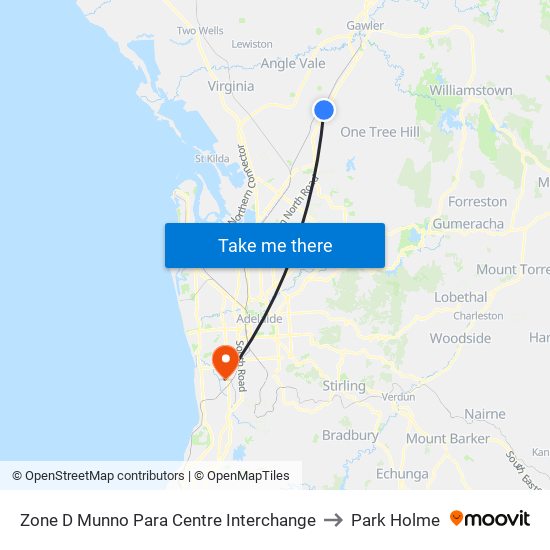 Zone D Munno Para Centre Interchange to Park Holme map