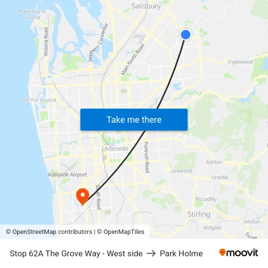 Stop 62A The Grove Way - West side to Park Holme map
