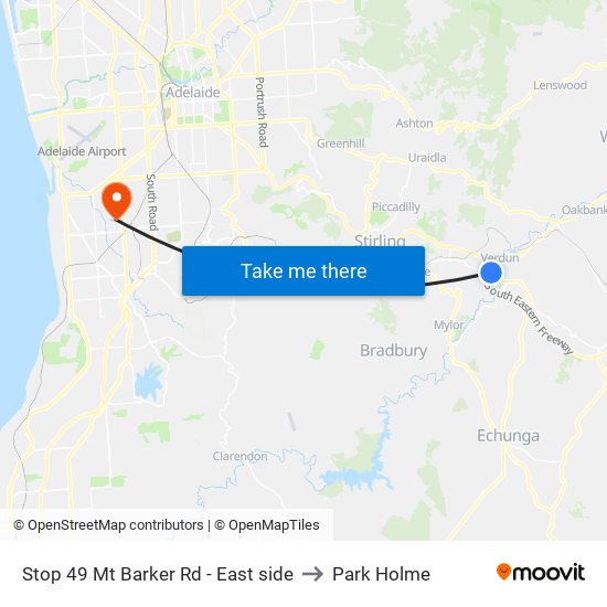 Stop 49 Mt Barker Rd - East side to Park Holme map