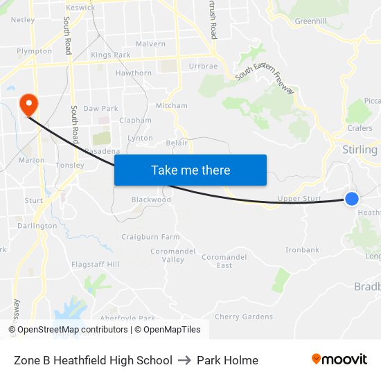 Zone B Heathfield High School to Park Holme map