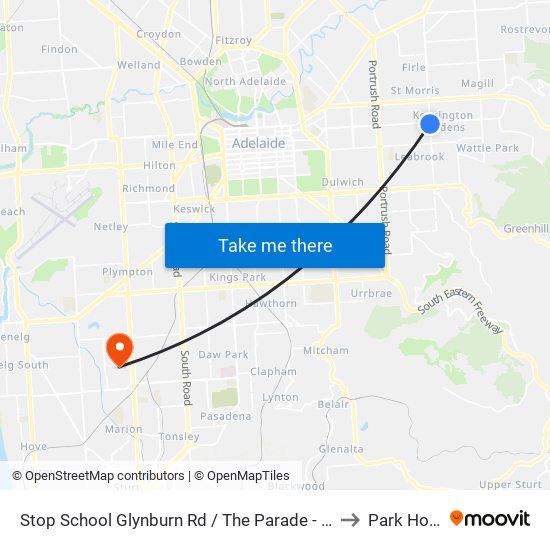 Stop School Glynburn Rd / The Parade - West side to Park Holme map