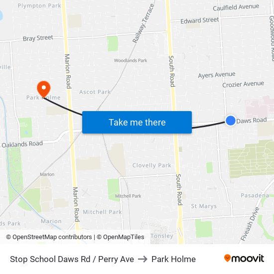 Stop School Daws Rd / Perry Ave to Park Holme map