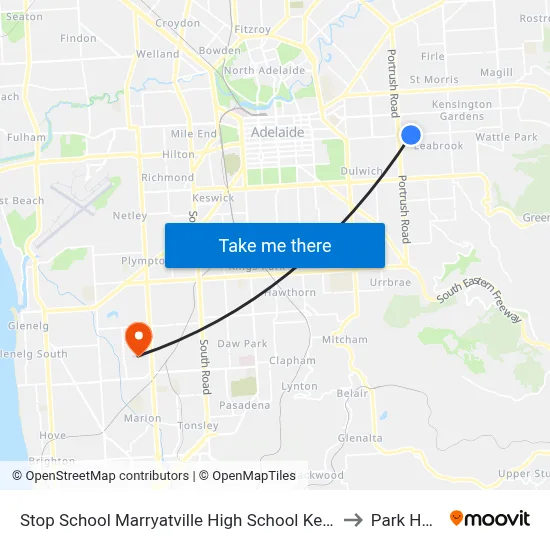 Stop School Marryatville High School Kensington Rd to Park Holme map