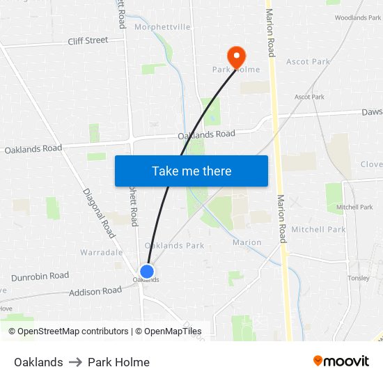 Oaklands to Park Holme map