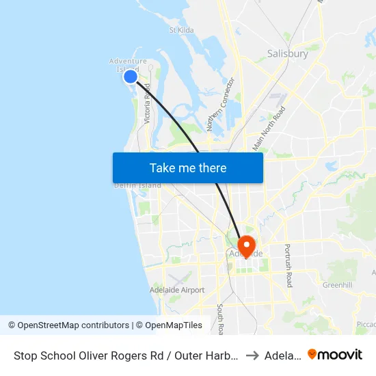 Stop School Oliver Rogers Rd / Outer Harbor Railway to Adelaide map