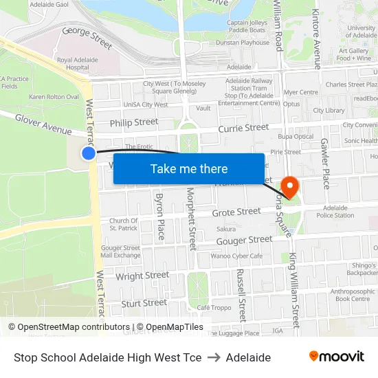 Stop School Adelaide High West Tce to Adelaide map