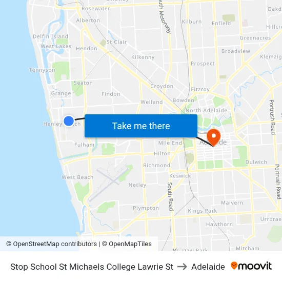 Stop School St Michaels College Lawrie St to Adelaide map