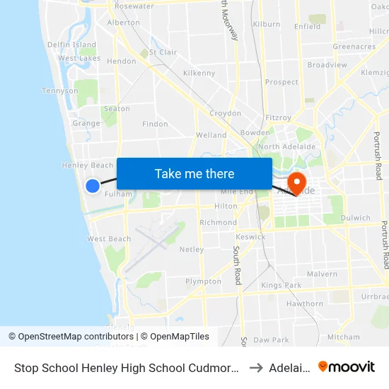 Stop School Henley High School Cudmore Tce to Adelaide map