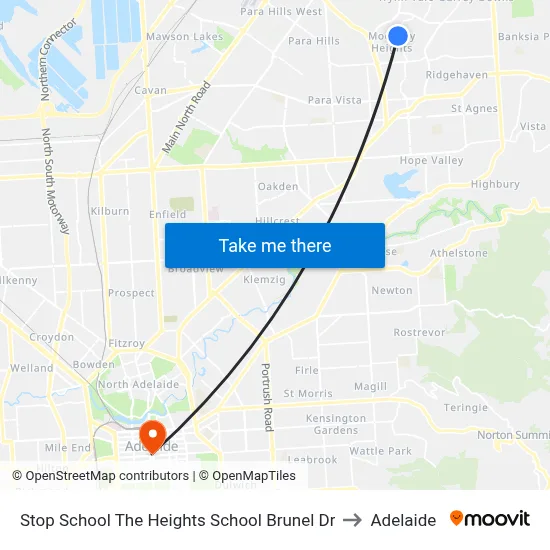 Stop School The Heights School Brunel Dr to Adelaide map