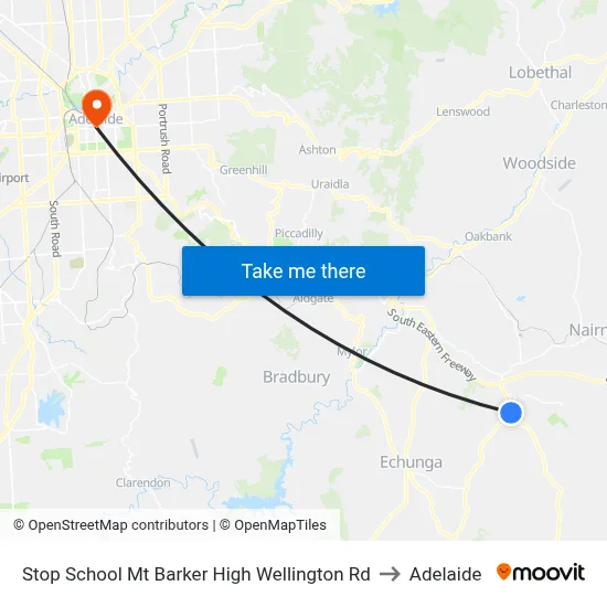 Stop School Mt Barker High Wellington Rd to Adelaide map