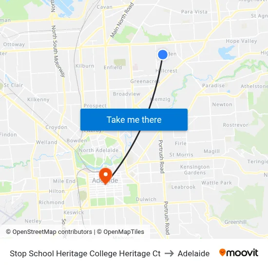 Stop School Heritage College Heritage Ct to Adelaide map