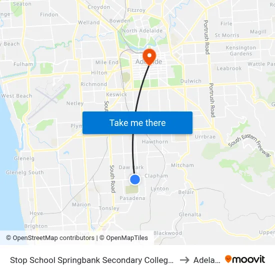 Stop School Springbank Secondary College Daws Rd to Adelaide map