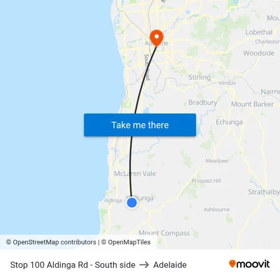 Stop 100 Aldinga Rd - South side to Adelaide map