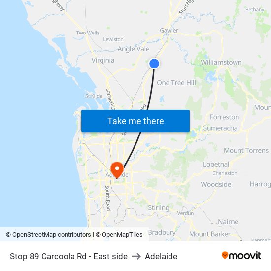 Stop 89 Carcoola Rd - East side to Adelaide map