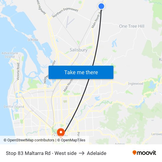 Stop 83 Maltarra Rd - West side to Adelaide map
