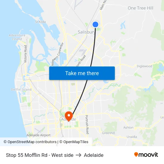Stop 55 Mofflin Rd - West side to Adelaide map