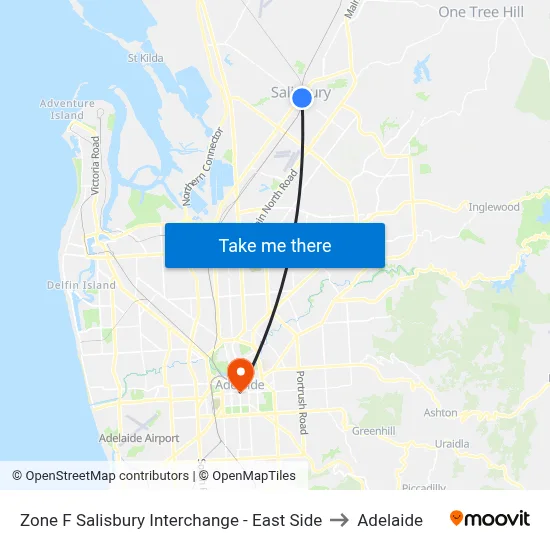 Zone F Salisbury Interchange - East Side to Adelaide map