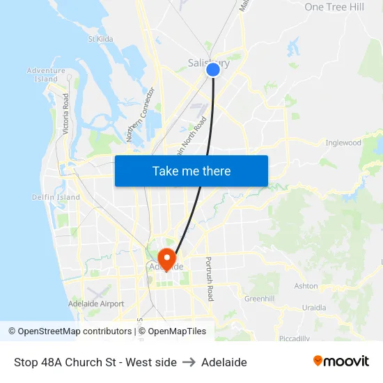 Stop 48A Church St - West side to Adelaide map