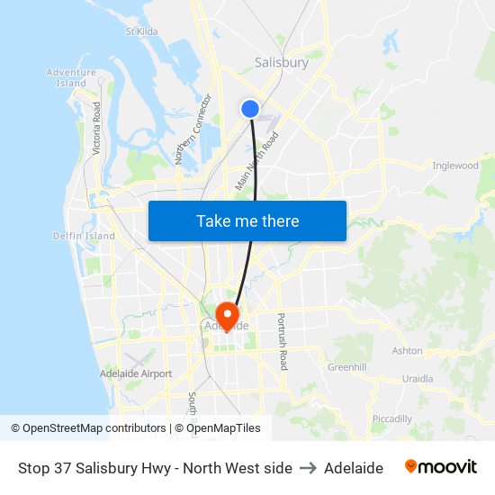 Stop 37 Salisbury Hwy - North West side to Adelaide map