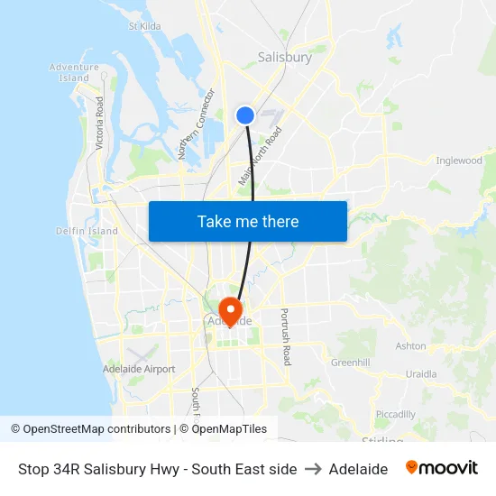 Stop 34R Salisbury Hwy - South East side to Adelaide map