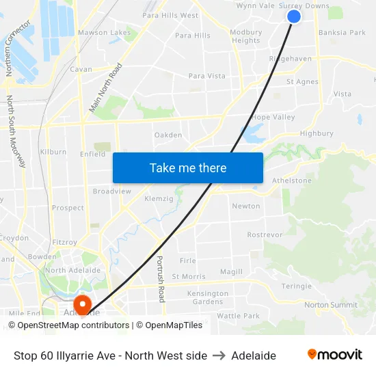 Stop 60 Illyarrie Ave - North West side to Adelaide map