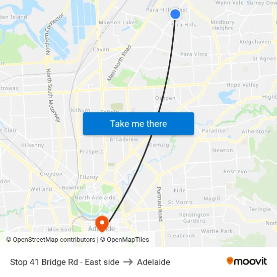 Stop 41 Bridge Rd - East side to Adelaide map