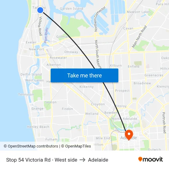 Stop 54 Victoria Rd - West side to Adelaide map