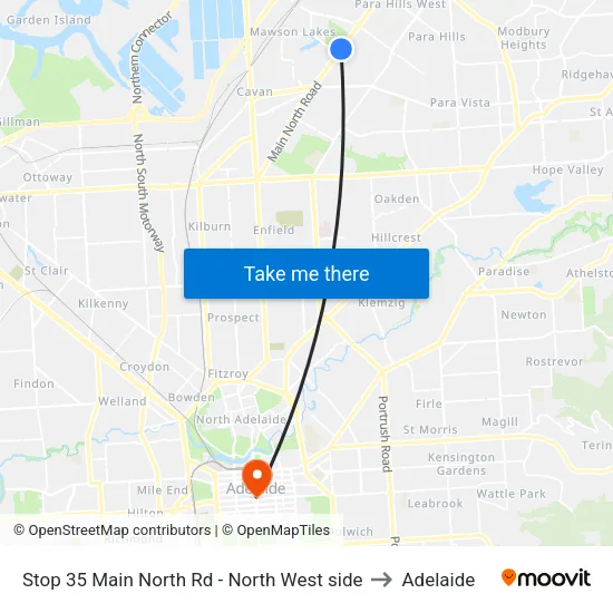 Stop 35 Main North Rd - North West side to Adelaide map