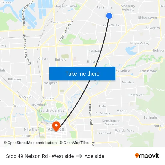 Stop 49 Nelson Rd - West side to Adelaide map