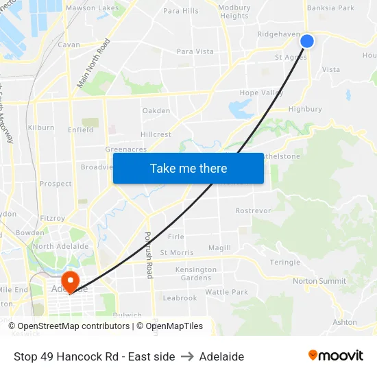 Stop 49 Hancock Rd - East side to Adelaide map