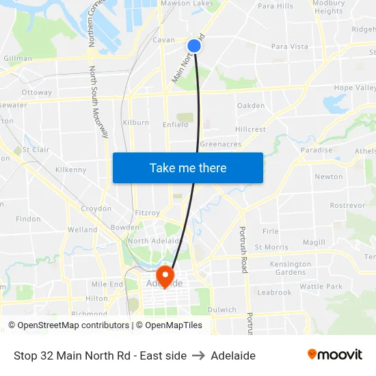 Stop 32 Main North Rd - East side to Adelaide map