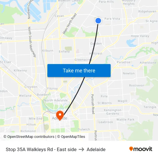 Stop 35A Walkleys Rd - East side to Adelaide map