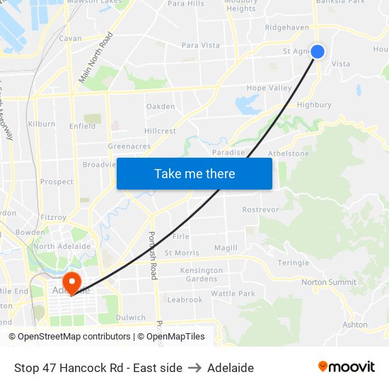 Stop 47 Hancock Rd - East side to Adelaide map