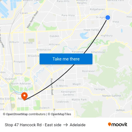 Stop 47 Hancock Rd - East side to Adelaide map
