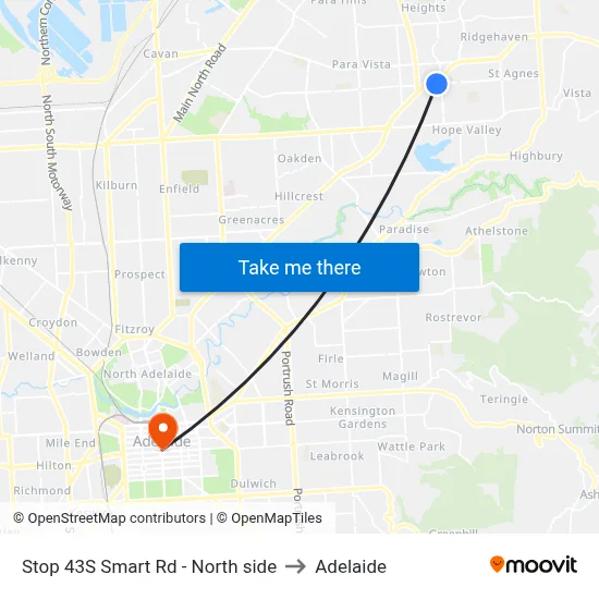 Stop 43S Smart Rd - North side to Adelaide map
