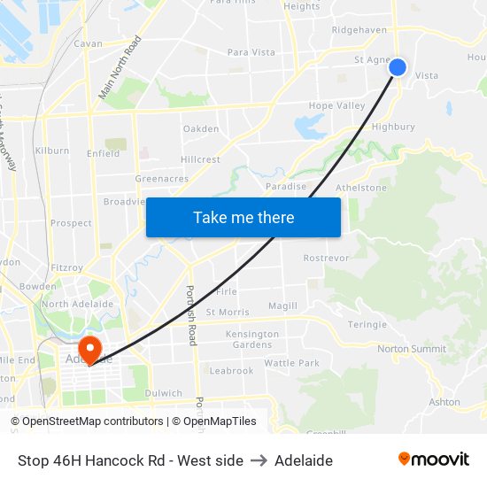 Stop 46H Hancock Rd - West side to Adelaide map