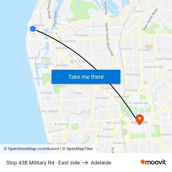 Stop 43B Military Rd - East side to Adelaide map
