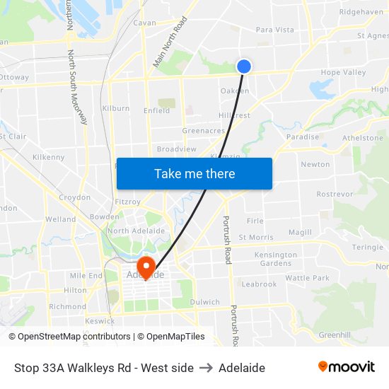 Stop 33A Walkleys Rd - West side to Adelaide map