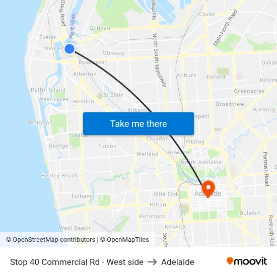 Stop 40 Commercial Rd - West side to Adelaide map