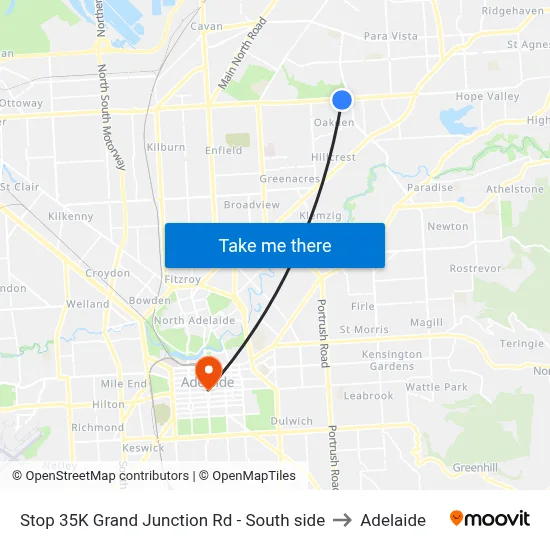 Stop 35K Grand Junction Rd - South side to Adelaide map