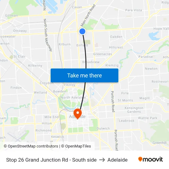 Stop 26 Grand Junction Rd - South side to Adelaide map