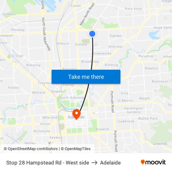 Stop 28 Hampstead Rd - West side to Adelaide map